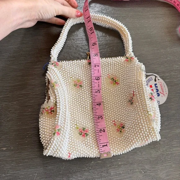 Vintage NWT Corde Bead Beaded Floral Purse Bag Deadstock - Picture 10 of 12